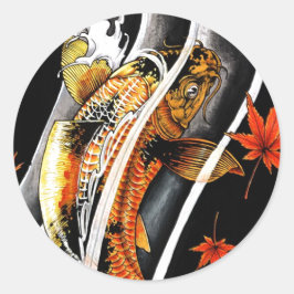Pegatina Redonda Tatuaje de pescado de la Guay oriental japonesa Go
