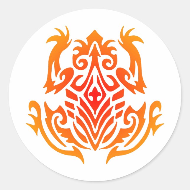 Pegatina Redonda Tatuaje de rana salvaje tribal (Anverso)