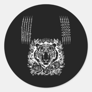 Pegatina Redonda Tatuaje de tigre de Muay Thai Kickboxing Cultura a