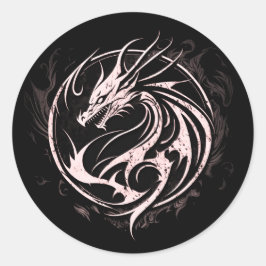 Pegatina Redonda Tatuaje del dragón