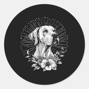 Pegatina Redonda Tatuaje estilo retro de Great Dane Dog Lover