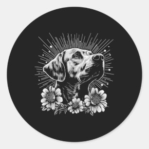 Pegatina Redonda Tatuaje estilo retro Labrador Perro Lover