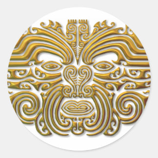Pegatina Redonda Tatuaje maorí - Oro