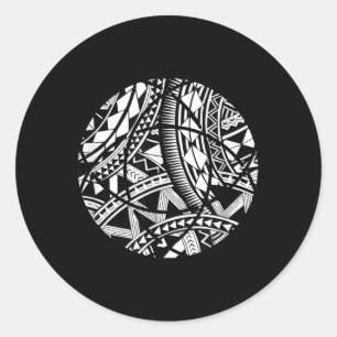 Pegatina Redonda Tatuaje Polinesio Cute Samoan Tribal Hawaiano - Gi