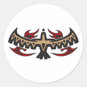 Pegatina Redonda Tatuaje Tribal Águila Halcón