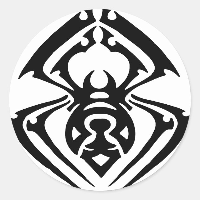 Pegatina Redonda Tatuaje tribal de araña (Anverso)