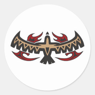 Pegatina Redonda Tatuaje tribal del águila del halcón