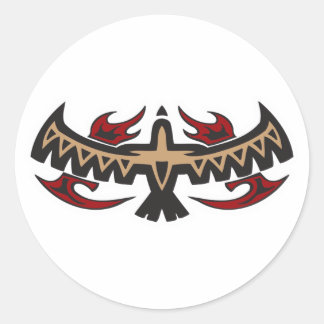 Pegatina Redonda Tatuaje tribal del águila del halcón