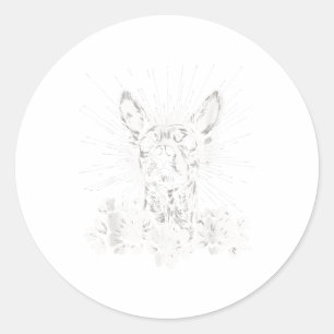 Pegatina Redonda Tatuaje Xoloitzcuintli estilo retro