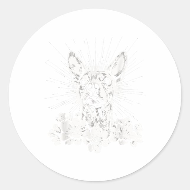 Pegatina Redonda Tatuaje Xoloitzcuintli estilo retro (Anverso)