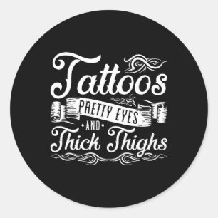 Pegatina Redonda Tatuajes Bonitos Ojos Y Gruesos 2