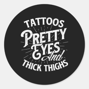 Pegatina Redonda Tatuajes Bonitos Ojos Y Gruesos Lámparas - Gimnasi