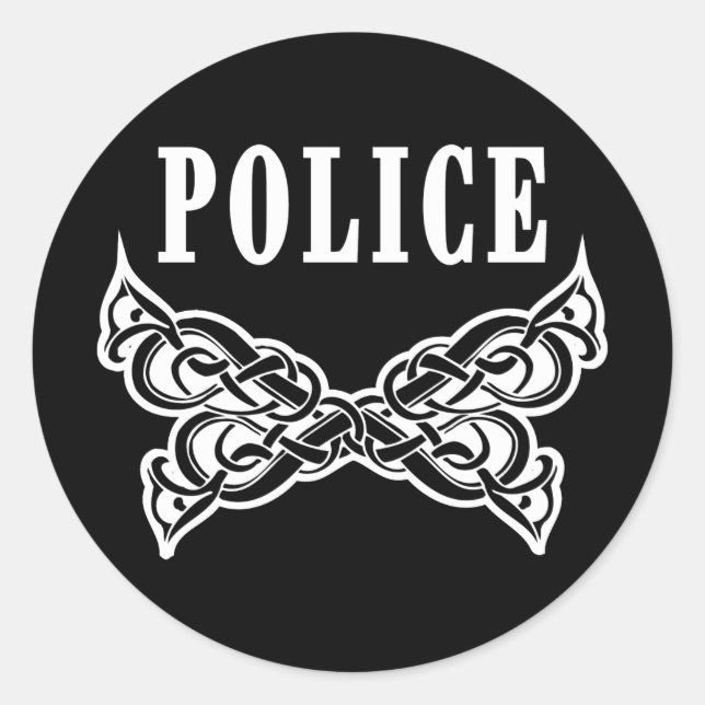Pegatina Redonda Tatuajes policiales y regalos personalizados (Anverso)