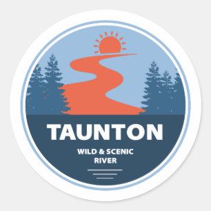Pegatina Redonda Taunton Wild And Scenic River Massachusetts