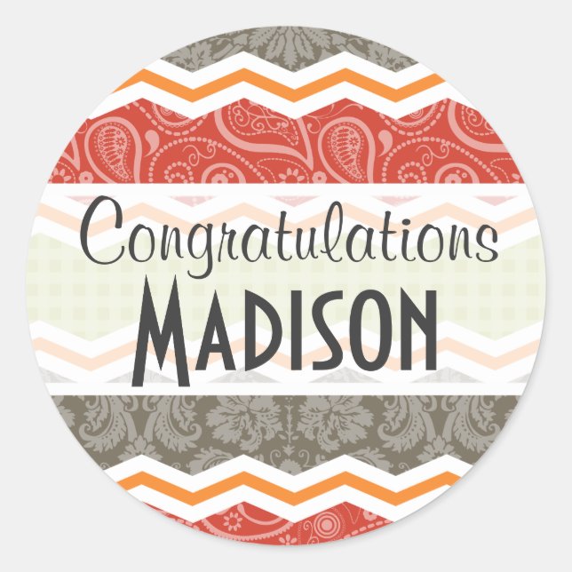 Pegatina Redonda Taupe, Red, Green y el País Naranja (Anverso)