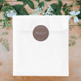 Pegatina Redonda Taupe Stylized Boda Gracias