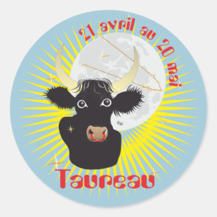 Pegatina Redonda Taureau 21 avril 20 Autocollants Mai au