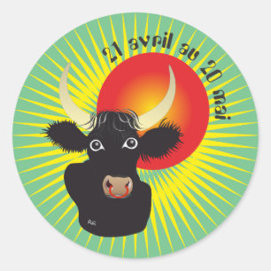 Pegatina Redonda Taureau 21 avril au 20 mai Autocollants