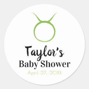Pegatina Redonda TAURO El Toro Astrología Zodíaco Verde Baby Shower