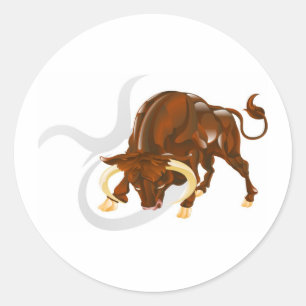 Pegatina Redonda Tauro la estrella del toro o la señal de nacimient
