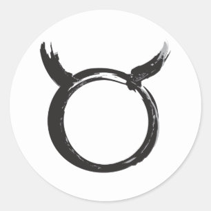 Pegatina Redonda Tauro Toro Zodíaco Abril Mayo Primavera Astrología