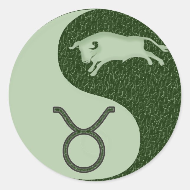 Pegatina Redonda Tauro Yin Yang (Anverso)