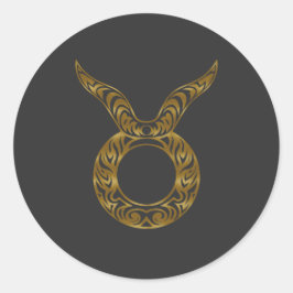 Pegatina Redonda Taurus Zodiac - Oro tribal