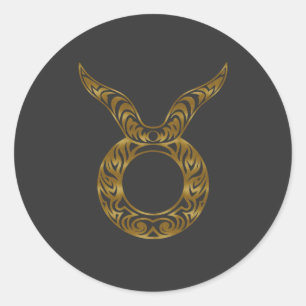 Pegatina Redonda Taurus Zodiac - Oro tribal