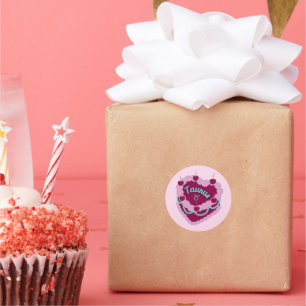 Pegatina Redonda Taurus Zodiac Pastel Heart Cake de Cumpleaños