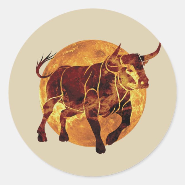Pegatina Redonda Taurus Zodiac Rótulo Throw (Anverso)