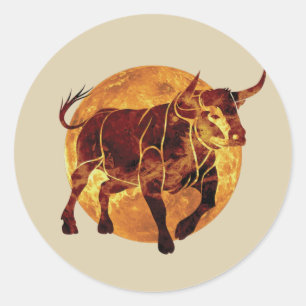 Pegatina Redonda Taurus Zodiac Rótulo Throw