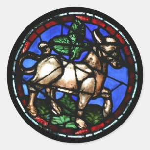 Pegatina Redonda Taurus Zodiac Sed Glass Notre-Dame de Paris RS
