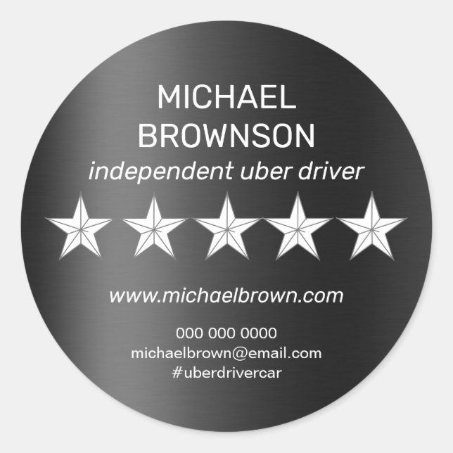 Pegatina Redonda Taxi de coche móvil de conductor independiente (Anverso)