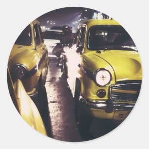 Pegatina Redonda Taxi de Nueva York