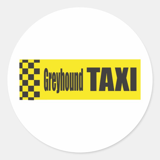 Pegatina Redonda Taxi Greyhound (Anverso)