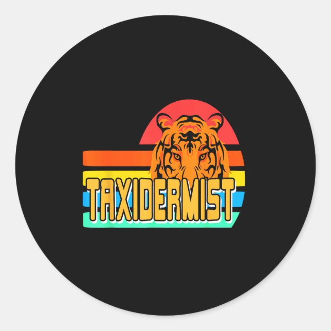 Pegatina Redonda Taxidermist Tiger Preservation Retro Wildlife Natu (Anverso)