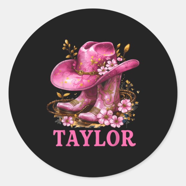 Pegatina Redonda Taylor Outfit Cowgirl Boots Youth Women Teen Girls (Anverso)