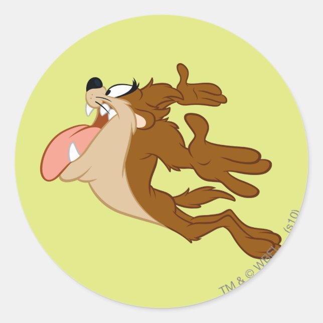 Pegatina Redonda TAZ™ sobrevolando el aire (Anverso)