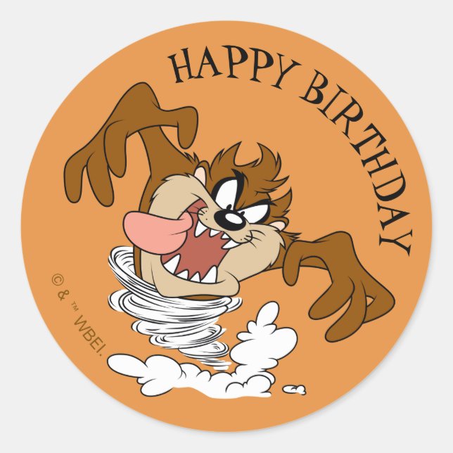 Pegatina Redonda TAZ™ Whirling Tornado (Anverso)