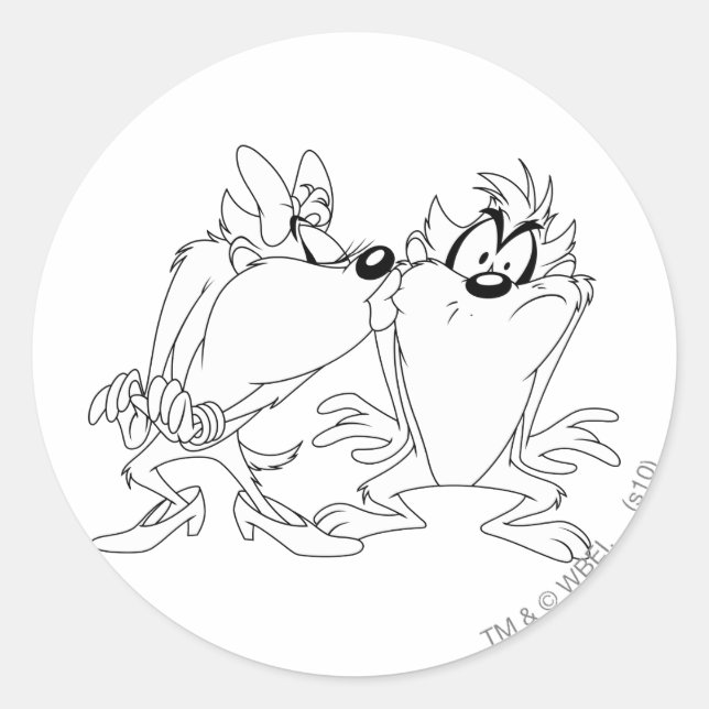 Pegatina Redonda TAZ™ y She-Devil (Anverso)