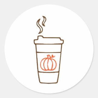 Pegatina Redonda Taza de café de calabaza