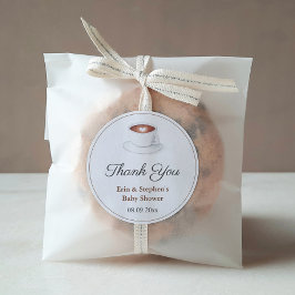 Pegatina Redonda Taza de café Se está gestando un bebé Agradecimien