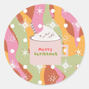 Pegatina Redonda Taza de fogata genial de Navidad