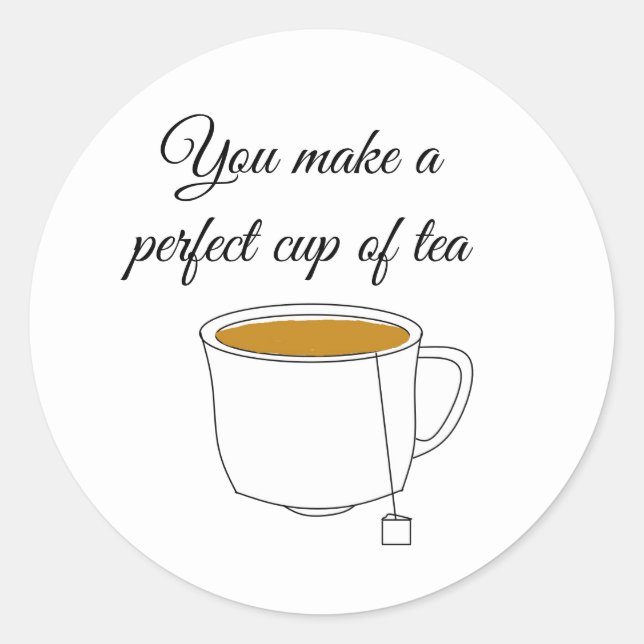 Pegatina Redonda Taza Perfecta de Té (Anverso)