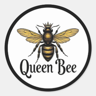 Pegatina Redonda Taza Queen Bee Latte