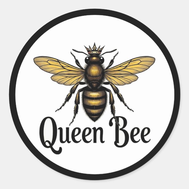 Pegatina Redonda Taza Queen Bee Latte (Anverso)