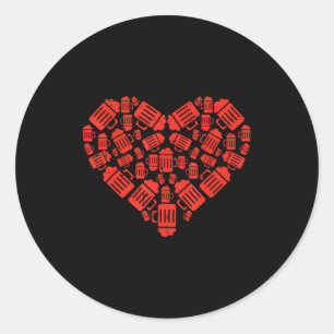 Pegatina Redonda Tazas de cerveza corazón divertido día de San Vale