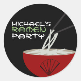 Pegatina Redonda Tazón de fideos Ramen fiesta asiática