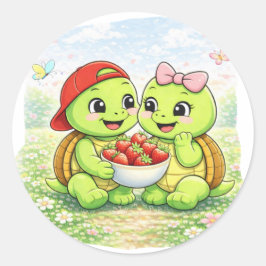 Pegatina Redonda Tazón de Fresa