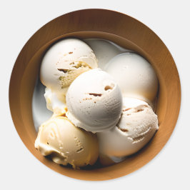 Pegatina Redonda Tazón de vainilla de crema de hielo